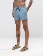 Asos Swim Shorts In Blue Acid Wash Short Length - Blue