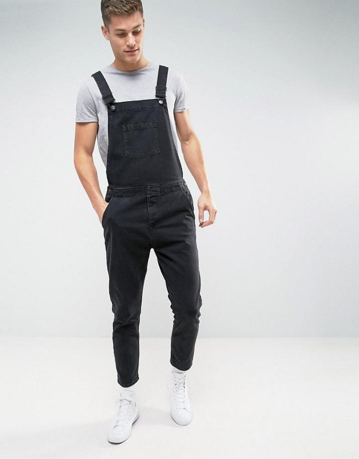 Noak Denim Overalls In Black - Black