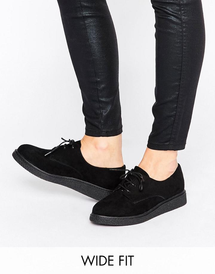 New Look Wide Flatform Brogue - Black