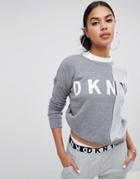 Dkny Logo Contrast Sweatshirt - Gray
