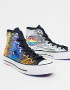 Converse Chuck 70 Hi Rainbow Sequin Sneakers In Multi