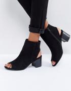 London Rebel Peep Toe Sandal Boots - Black