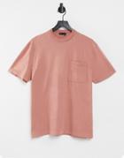 Asos Design Relaxed T-shirt With Pocket In Washed Pink