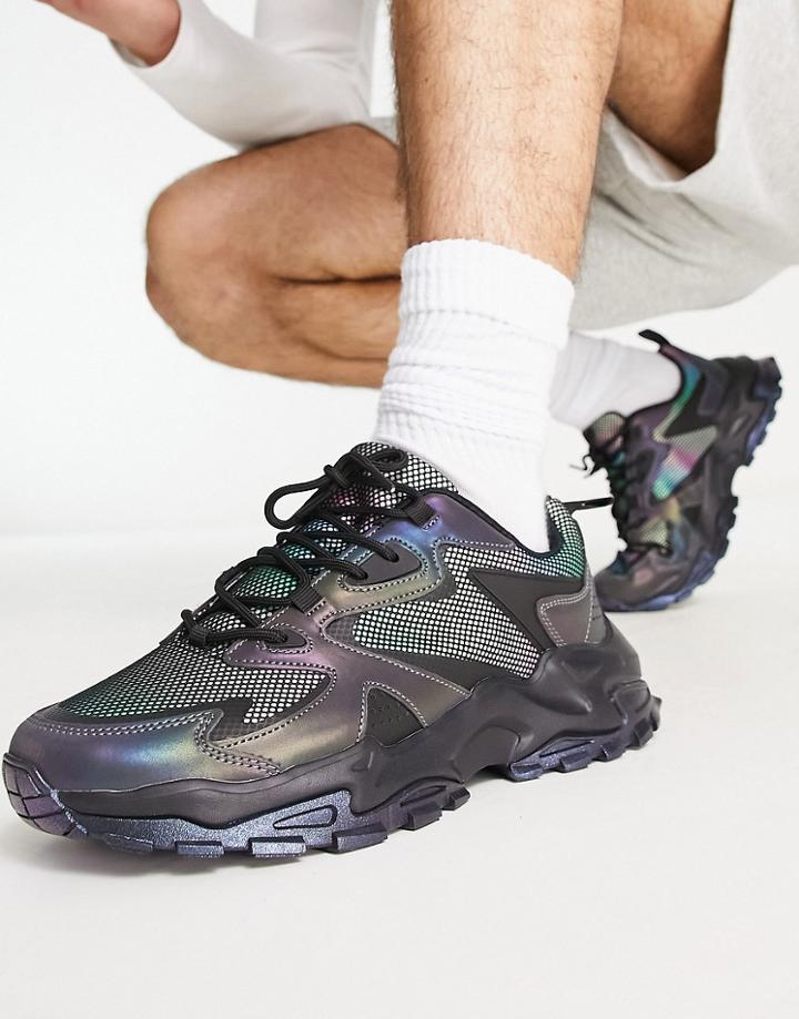 Asos Design Iridescent Sneakers On Chunky Sole-multi