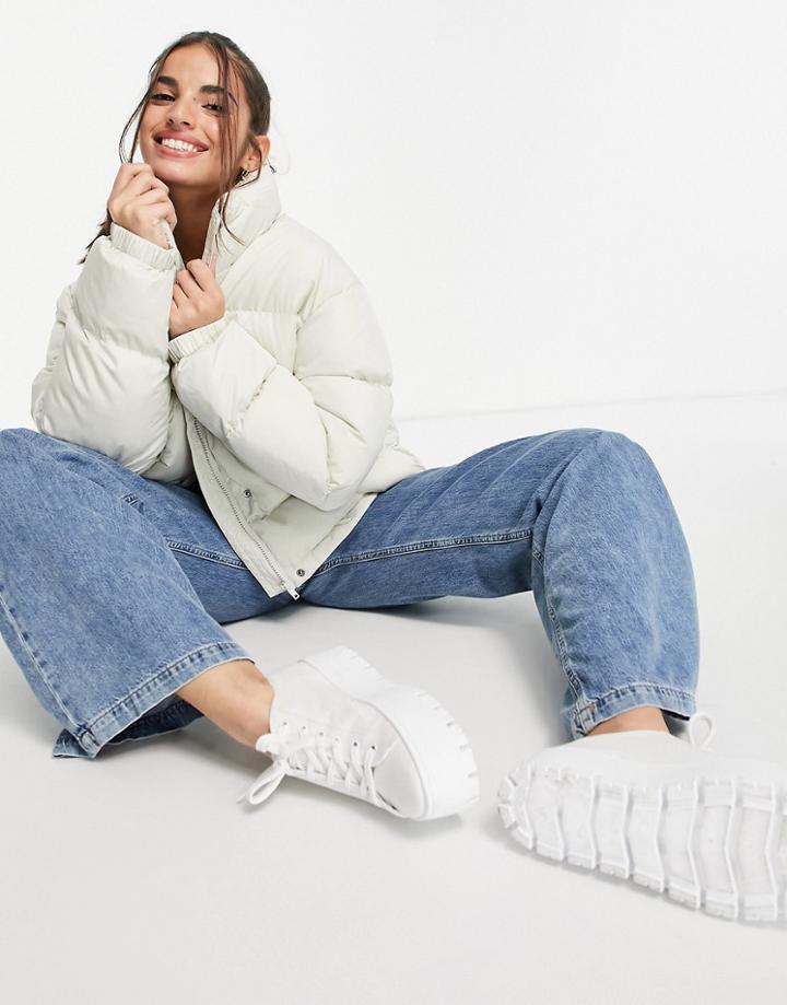 Asos Design Oversized Recycled Puffer Jacket In Cream-white