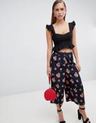 Prettylittlething Floral Culottes - Navy