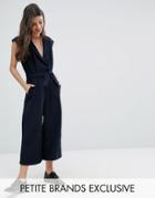 Alter Petite Sleeveless Tailored Jumpsuit With Tie Waist - Green