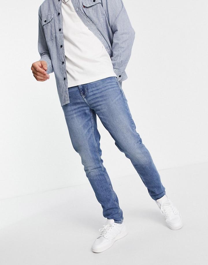 Asos Design Cotton Blend Stretch Slim Jeans In Mid Wash Blue - Mblue-blues