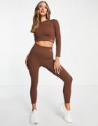 Urban Threads Seamless Gym Leggings In Chocolate Brown