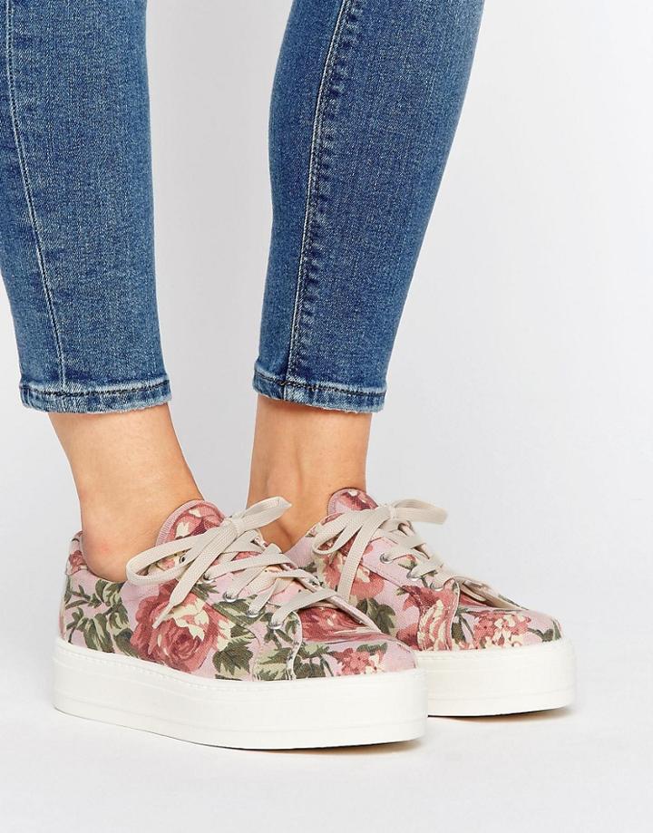 Asos Day Trip Flatform Canvas Sneakers - Multi