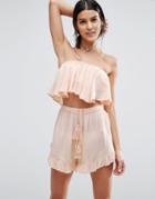 Asos Flutter Bandeau Beach Top Co-ord - Pink