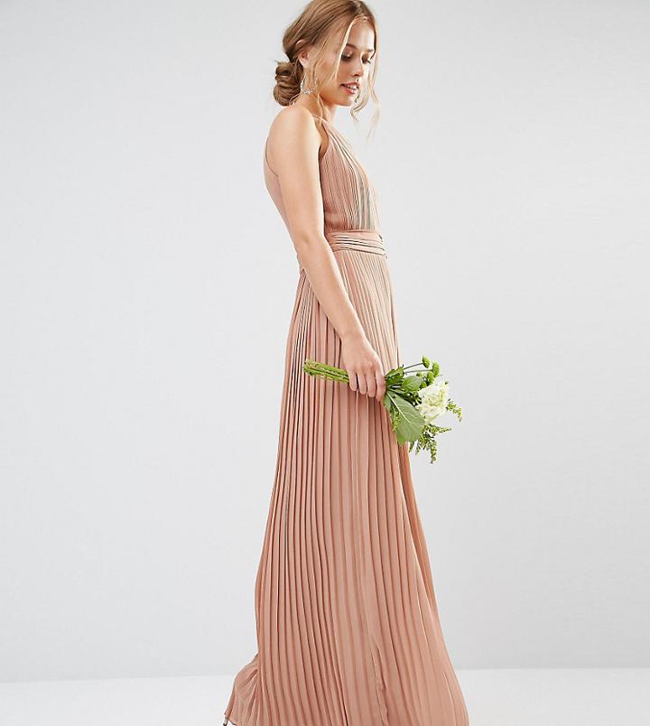 Tfnc Wedding High Neck Pleated Maxi Dress - Brown