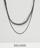 Designb Gunmetal Chain Necklace In 2 Pack Exclusive To Asos - Silver