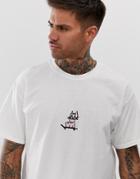 New Love Club Kitty Skate Embroidered T-shirt In Oversized-white