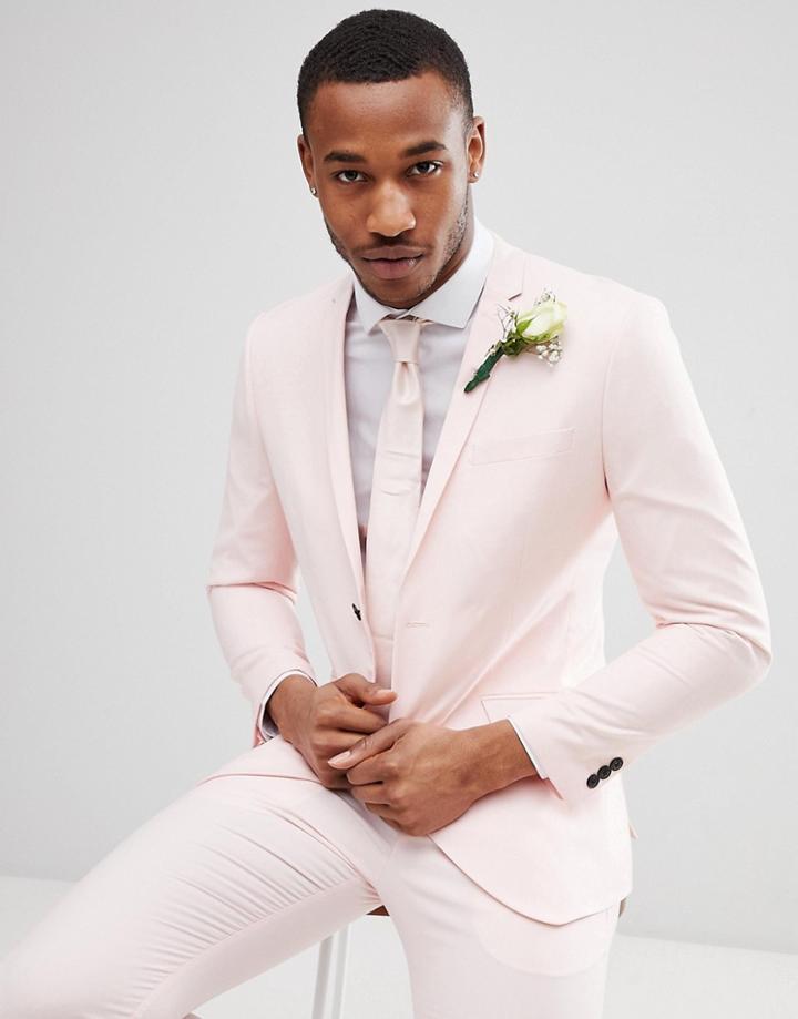 Jack & Jones Premium Skinny Suit Jacket In Dusty Pink - Pink