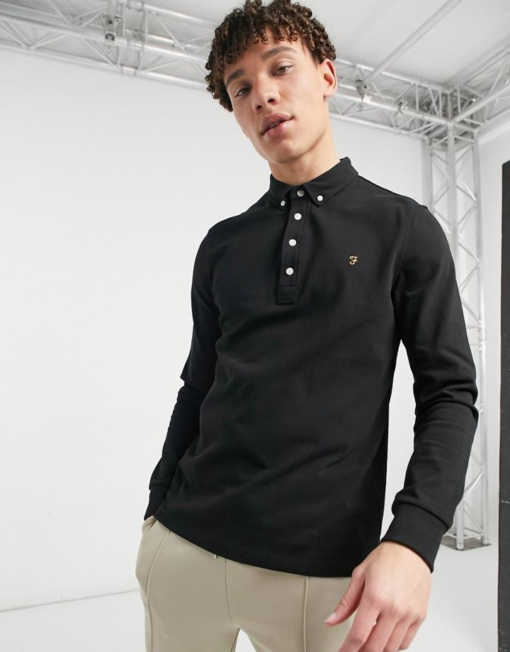 Farah Ricky Cotton Polo In Black - Black