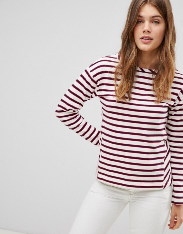 Esprit Stripe Long Sleeve Top - White