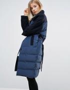 Ganni Taylor Tube Quilted Coat - Navy