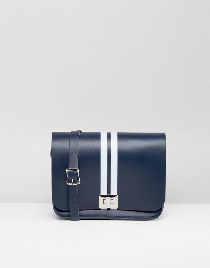 Leather Satchel Company Navy Pixie Cross Body Bag With White Strip - Navy