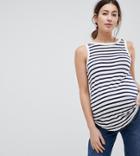Asos Design Maternity Sleeveless Scoop Back Tank In Stripe - Multi