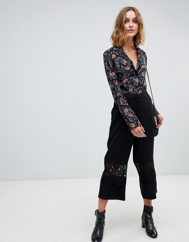 Vero Moda Lace Insert Culotte Pants - Black