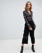 Vero Moda Lace Insert Culotte Pants - Black