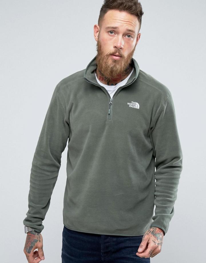 The North Face 100 Glacier Sweatshirt 1/4 Zip In Green - Green