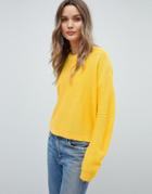 Asos Design Sweater In Oversize In Ripple Stitch - Yellow