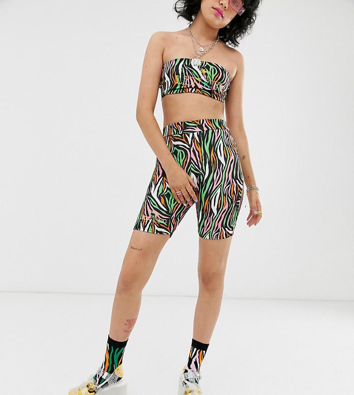 Disney The Lion King X Asos Design Legging Shorts Two-piece In Zebra Print With Logo Embroidery - Multi