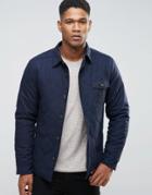 Esprit Wool Shirt Jacket With Quilted Lining And Flecked Pocket - Navy