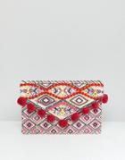 New Look Bright Pompom Clutch Bag - Multi