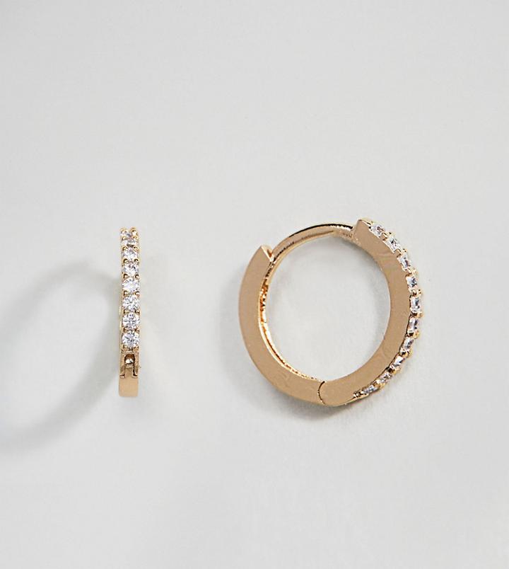 Orelia Gold Plated Small Crystal Huggie Hoop Earrings - Gold