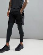 Nicce London Sport Skinny Shorts In Black - Black