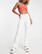 Noisy May Sallie High Waisted Flared Jeans In White