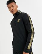 Siksilk Track Top In Black With Gold Logo