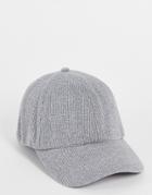 Asos Design Baseball Cap With Waffle Texture In Gray Heather
