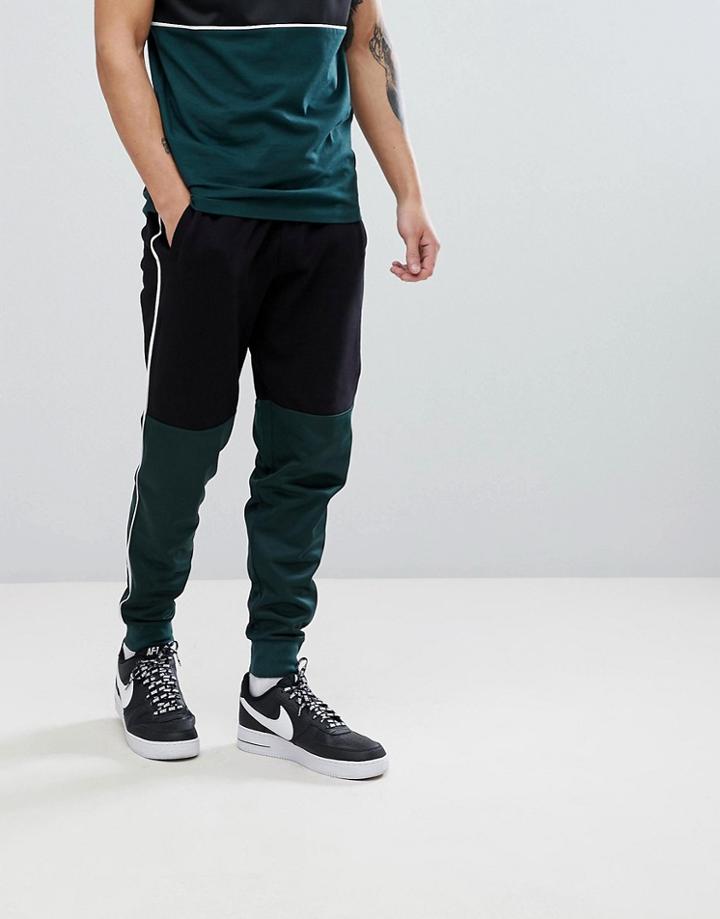 Asos Slim Joggers In Black With Poly Tricot Color Blocking Co-ord - Black