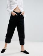 Asos White Boyfriend Jeans With Organza Contrast Detail - Black