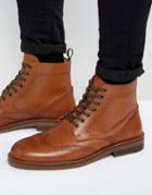 Asos Brogue Boots In Tan Suede With Natural Sole - Tan