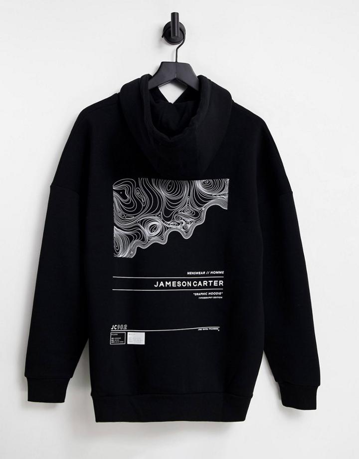 Jameson Carter Blueprint Backprint Hoodie In Black