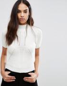Lipsy Ribbed High Neck Sweater - White