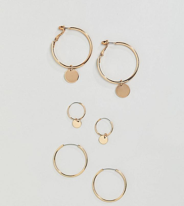 Steve Madden 3 Pack Hoop Circle In And Out Earrings - Gold