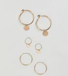 Steve Madden 3 Pack Hoop Circle In And Out Earrings - Gold