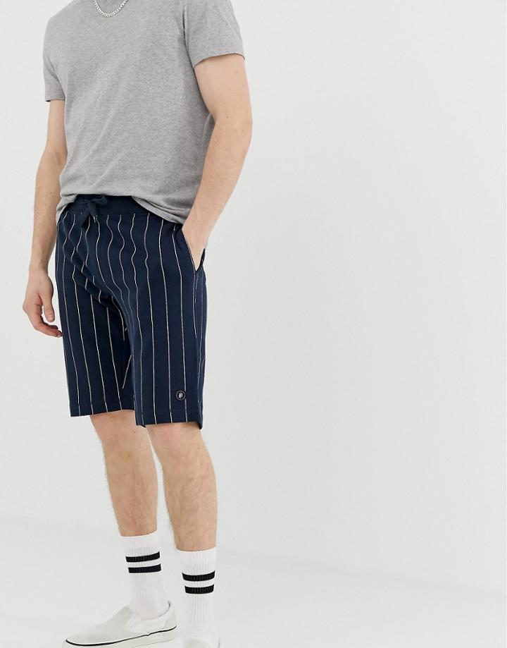 Jack & Jones Originals Jersey Shorts With Vertical Stripe - Navy