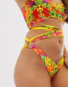 Sian Marie Reversible Bikini Bottom In Yellow Tropical - Multi