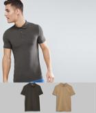Asos Design Muscle Fit Polo In Jersey 2 Pack Save - Multi