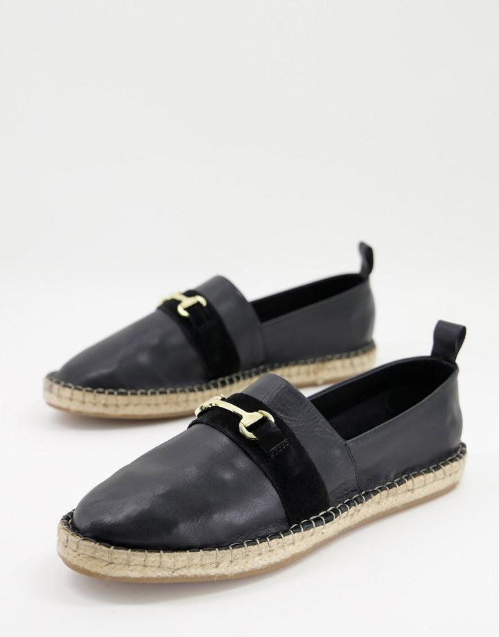 Walk London Shore Bar Espadrilles In Black Leather