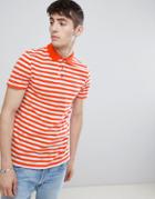 Asos Design Polo With Orange And White Stripe - Multi