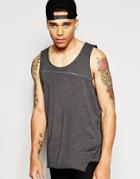 Antioch Longline Tank T-shirt With Stepped Raw Hem - Black