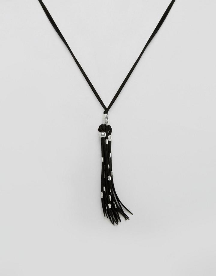 Asos Festival Bead Tassel Necklace - Black